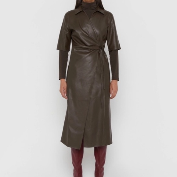 Oak & Fort vegan leather wrap dress. - Picture 2 of 7